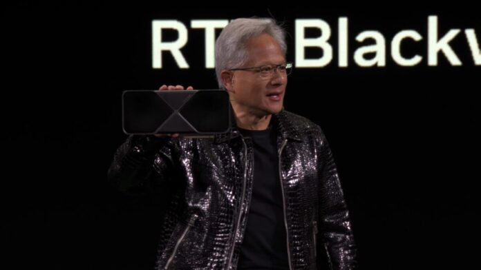 vlcsnap-2025-01-07-17h08m22s747 老黃換上新的「光追(誤)」皮褸來介紹 Blackwell 家族 GF RTX 50 顯示卡和筆電。