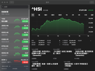 由 iOS 移植過來的「股票」 App ，介面跟 iOS 相當，功能全面。不過這是不折不扣的 macOS App 。