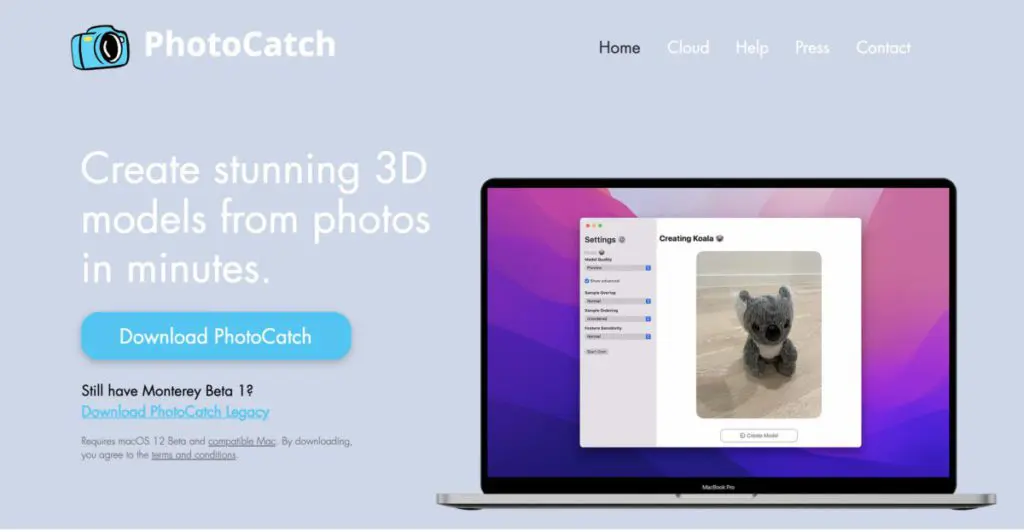 《 PhotoCatch 》是首款採用 macOS Monterey 新開放的 Object Capture API 的軟件,現正進行免費測試。