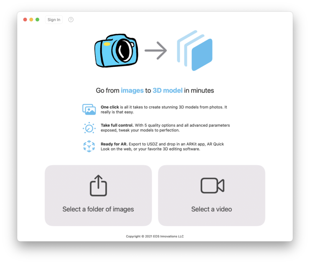 可以將照片或影片上的物件轉換為 3D 模型。