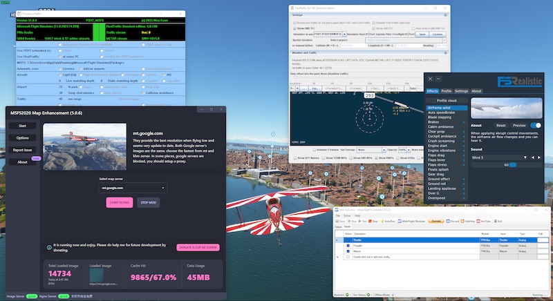 Flight Sim 要玩得真實全面，各種外掛少不得，但同時也耗用很多資源。