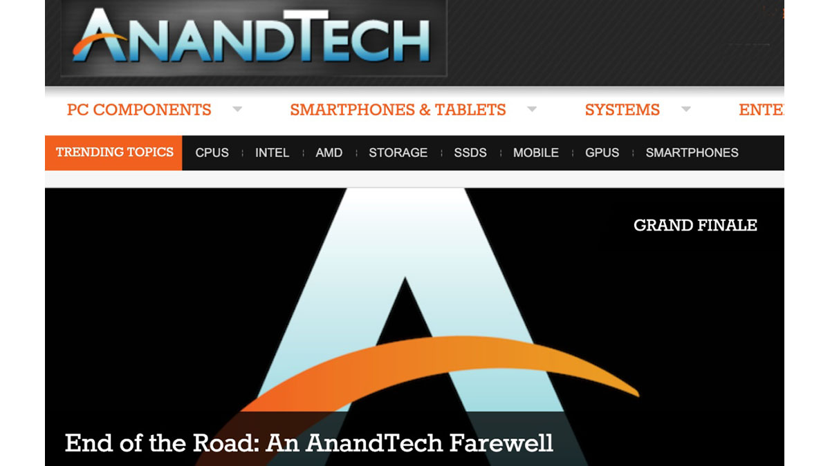 知名硬件評測網站 AnandTech 宣布停止更新 - PCM