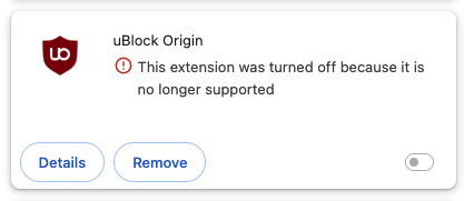 Google 以不再支援版本 2 Manifest 的方式來封殺 uBlock Origin。