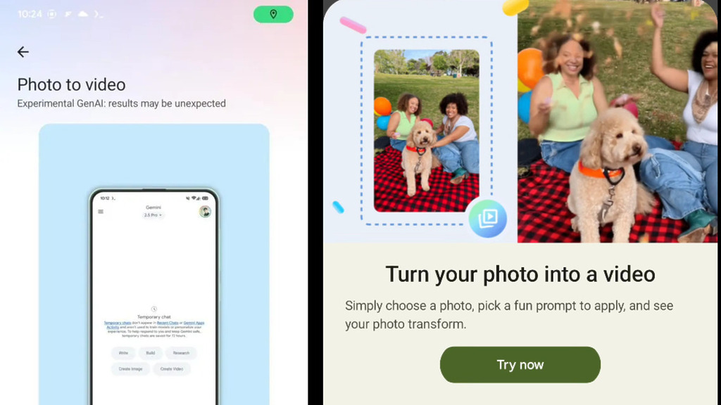 Google Photo 的 7.36 版本,將會新增「Remix」功能。透過 Google 的生成式 AI 技術,將把靜態變成動態。