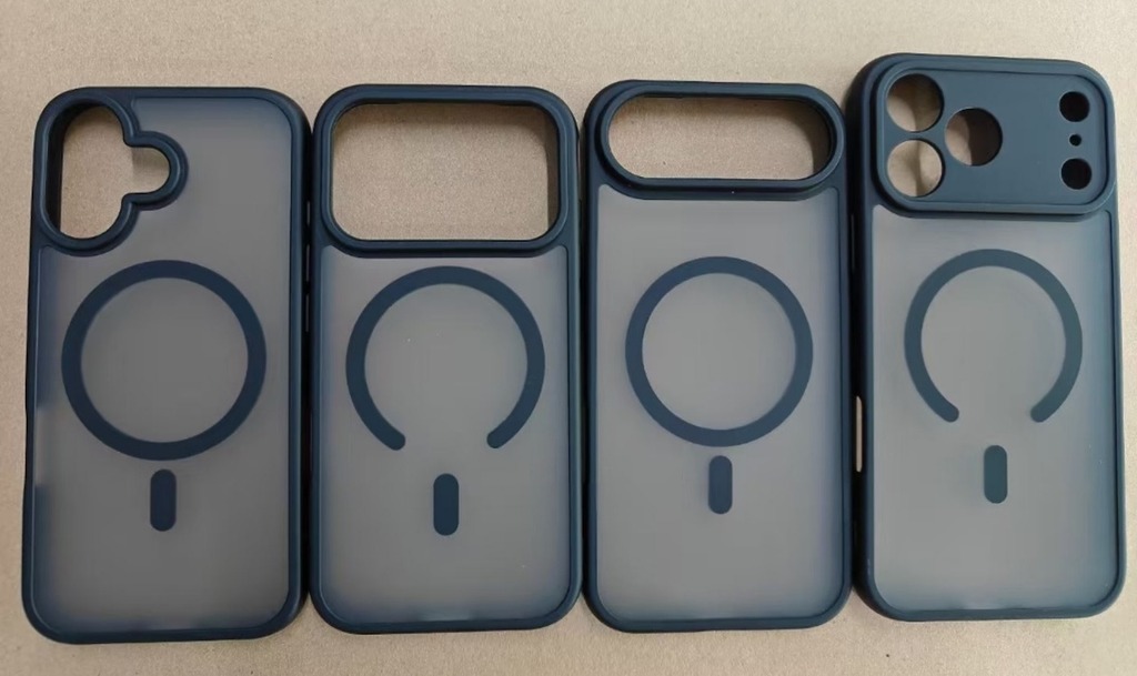 另亦有 iP17 全系列的 MagSafe 機殼,左起 iP17、iP17 Pro、iP17 Air 及 iP17 Pro Max。