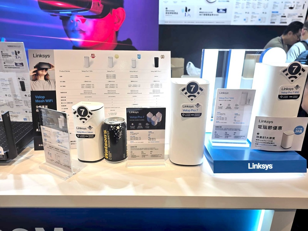 支援 10G 寬頻的 Linksys Velop Pro 7 10G Wi-Fi 7 BE11000 三頻路由器會場價 $2,099。
