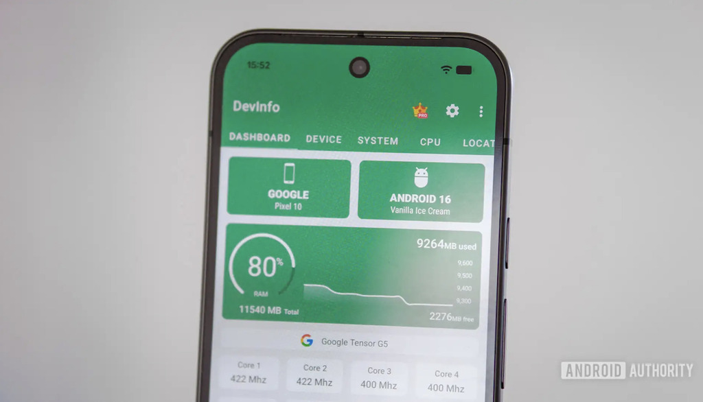 Android Authority 發現基本型號的 Pixel 10,系統預留了 3GB 記憶體之多,原來是為 AI 應用。