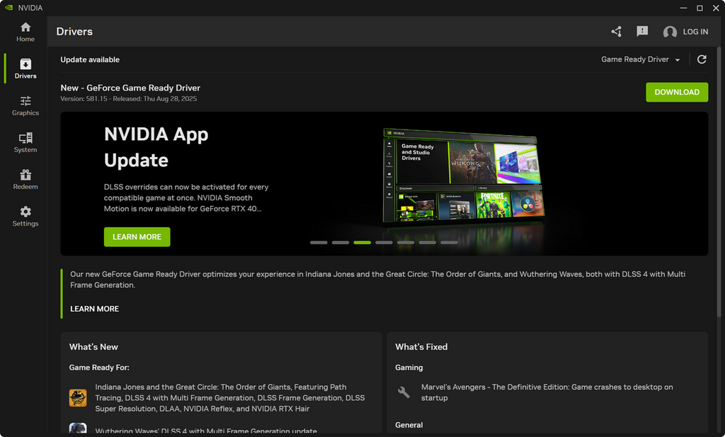 NVIDIA 在 8 月下旬一口氣推出 NVIDIA App、DLSS SDK 和 GeForce 驅動程式更新。