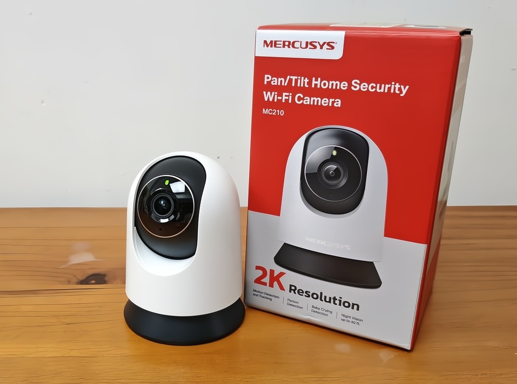 MERCUSYS 推出全新的 MC 210 旋轉式 2K 家居攝影機,配備 2K 解像度鏡頭,鏡頭能左右 360 度轉動,能覆蓋整個房間或店面。