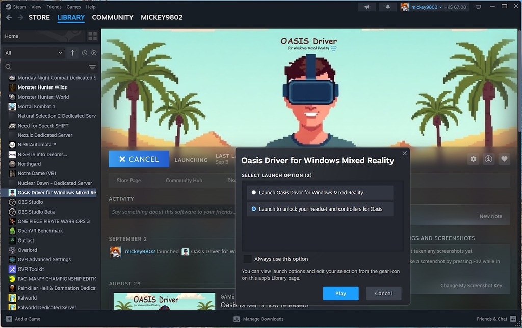 Oasis Driver 為用戶重啟被 Microsoft 放棄維護的 WMR 眼罩。