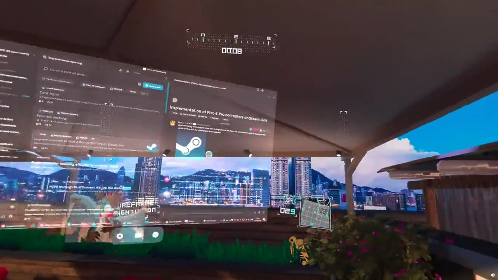 SteamVR Overlays 能將各種資訊疊加在 VR 遊戲空間中。
