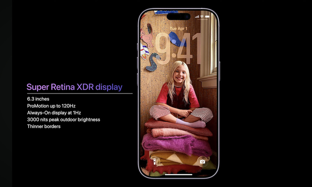 iPhone 17 的 6.3 吋 Super Retina XDR 屏幕也有 ProMotion 技術，更新率由 1Hz - 120Hz。