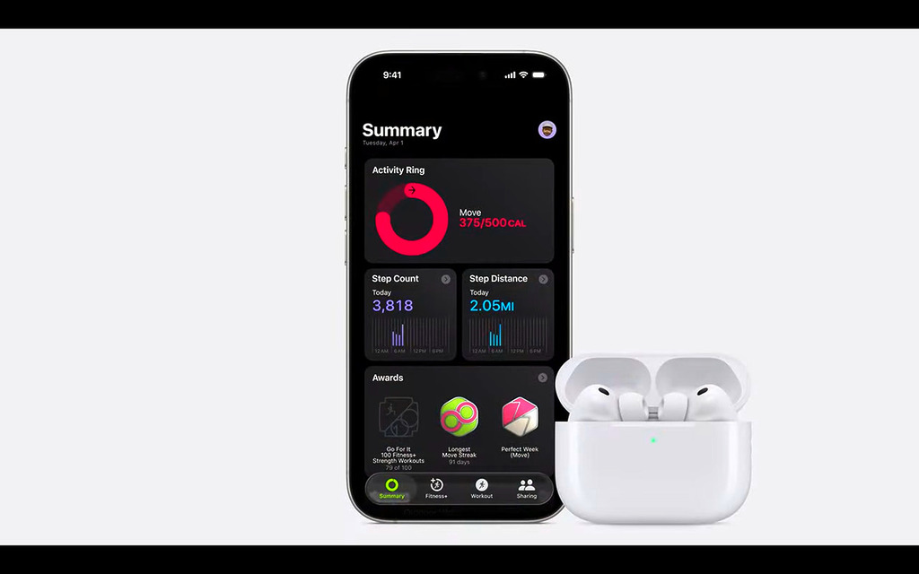 配合 iPhone 上的 AI 模型,使用者可從多達 50 種不同運動類型中,持續追蹤心率和燃燒卡路里、關閉 Move 環,並在 Fitness 應用程式中獲得獎勵。
