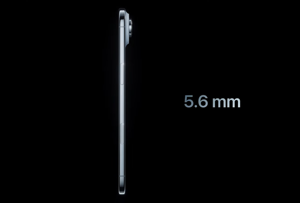 iPhone Air 機身最薄只有 5.6mm，是史上最薄的 iPhone。