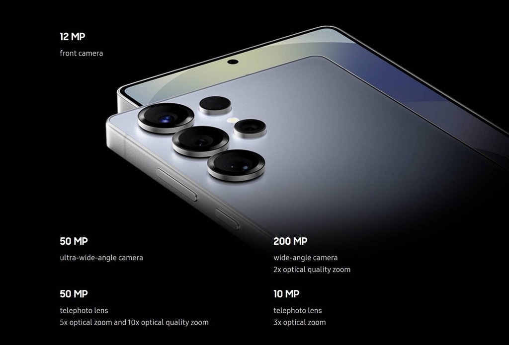 傳聞 Samsung Galaxy S26 Ultra 的 3 倍長焦相機維持 1,000 萬像素，但內裡感光元件卻偷偷降級，光線捕捉及雜訊處理能力或較現有 S25 Ultra下降。圖為現有 S25 Ultra 規格。