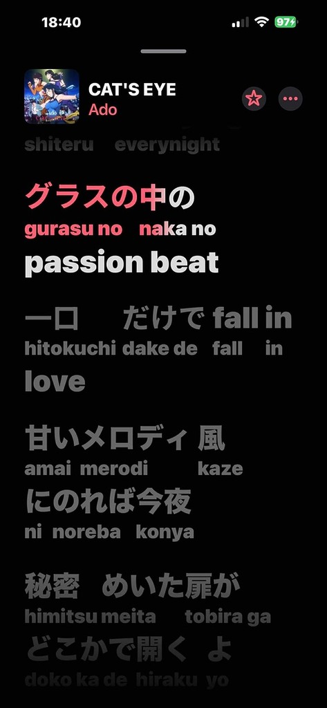 日文歌曲大都僅支援拼音,未有翻譯功能。