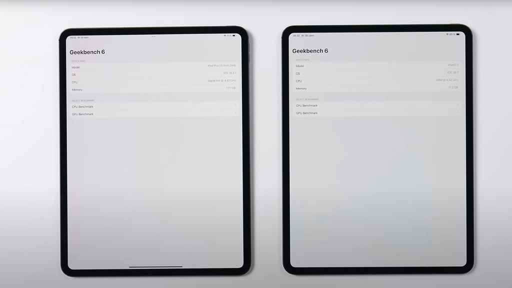 從 Geekbench 6 測試軟件中發現 M5版 iPad Pro 256GB 版本會有 12GB RAM，比上代 M4 版本僅 8GB RAM 多。
