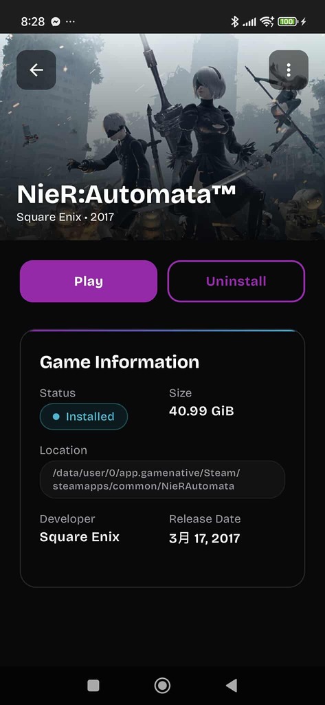 很可惜因為兼容問題，目前無法順利執行《《Neir Automata》