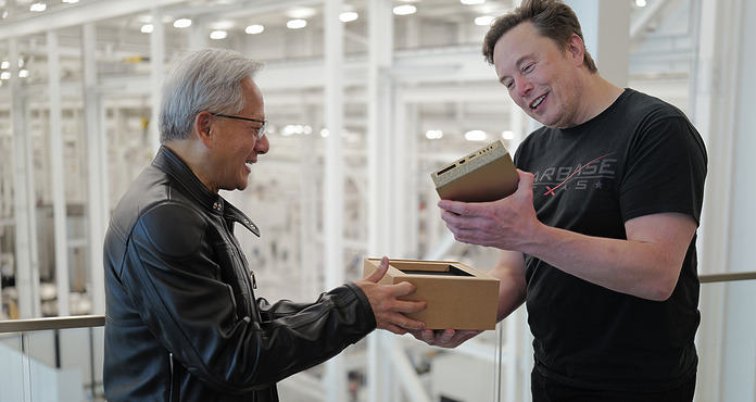 NVIDIA 黃仁勳親到 Starbase 交付首部 DGX Spark 予 Elon Musk