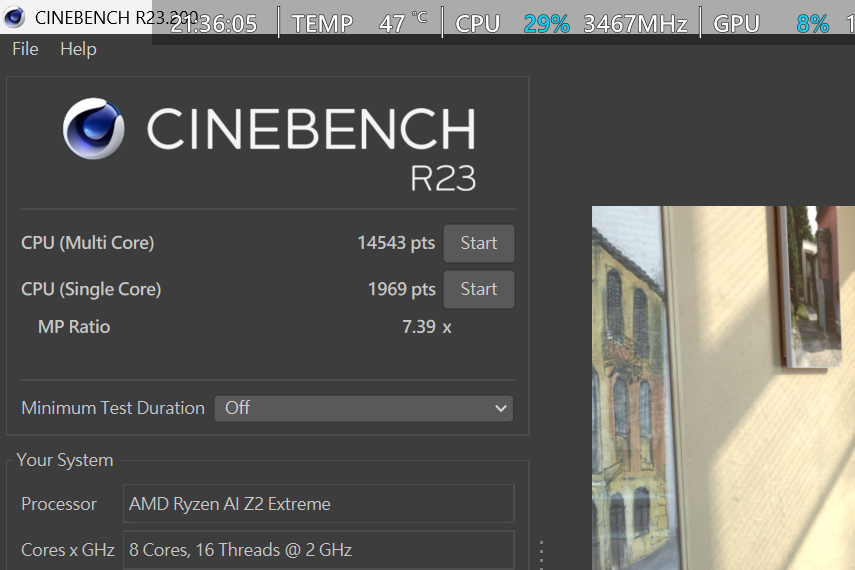 ROG Xbox Ally X (2025) 的處理器 CineBench R23 得分