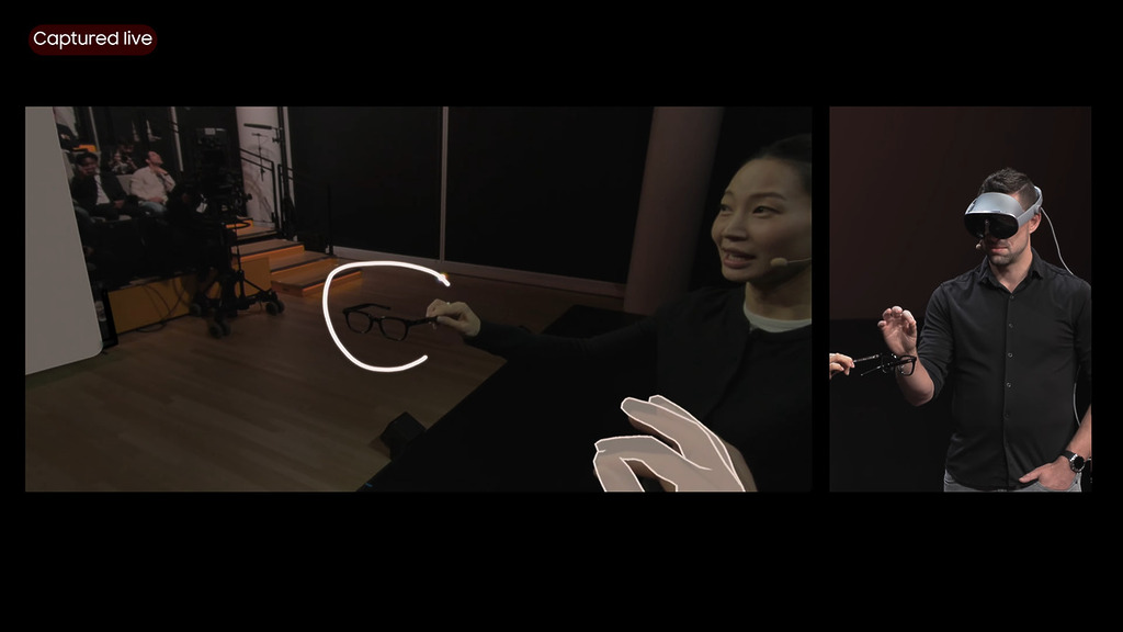 不單可以圈出虛擬視窗上的內容來搜尋,連鏡頭下拍攝到的實境實物也可以圈出,是完整的 XR 體驗。