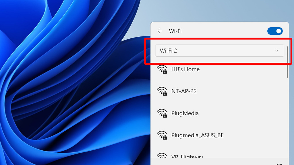 在電腦的 Wi-Fi 介面，選擇使用 Wi-Fi 2 便可。