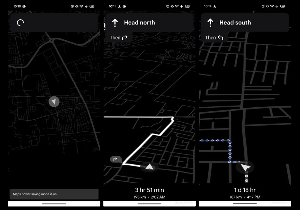 這個新功能可理解為 Google Map 的黑白模式。當開啟後，導航介面會變成黑白畫面，而且會將僅顯示資訊簡化，包含道路圖示、轉彎提示、抵達時間和剩餘距離等，其他輔助元素，例如道路名稱、地標等內容會暫時移除。