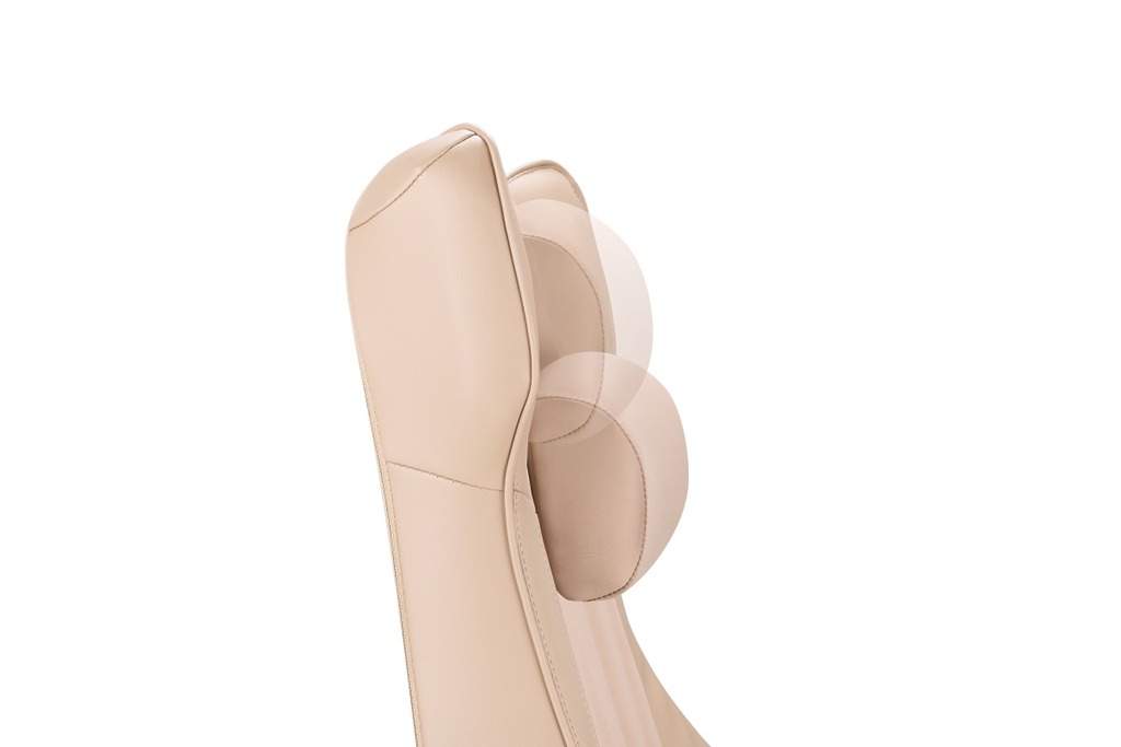 頭枕部分使用背帶方式調節高度，因此可以降至頸部高度，減輕脊頸壓力。