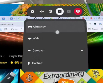 有 4 種屏幕格式，包括超寬屏和垂直屏。