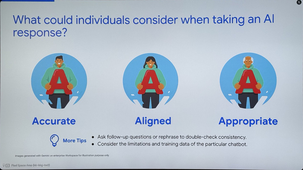 個人應用 AI 時可以運用「AAA」框架來評估 AI 的回應。