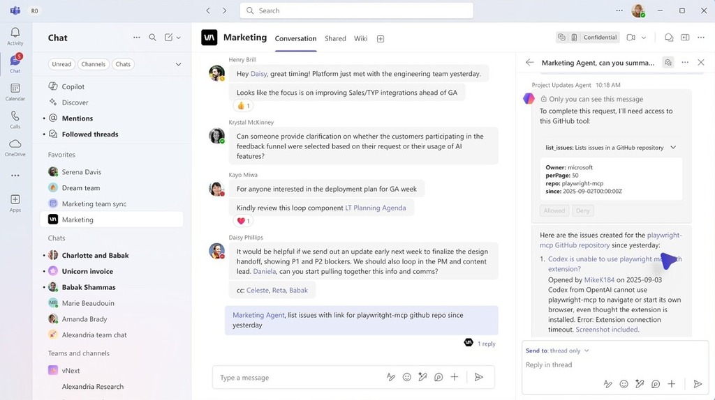 在 Teams 頻道裡的 AI 代理。