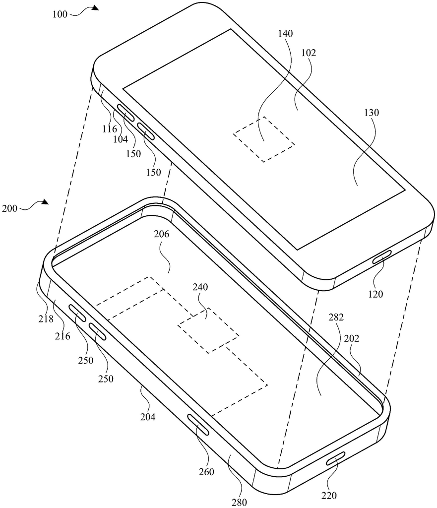 Apple 2024 年申請的「Case with input for electronic device」專利。