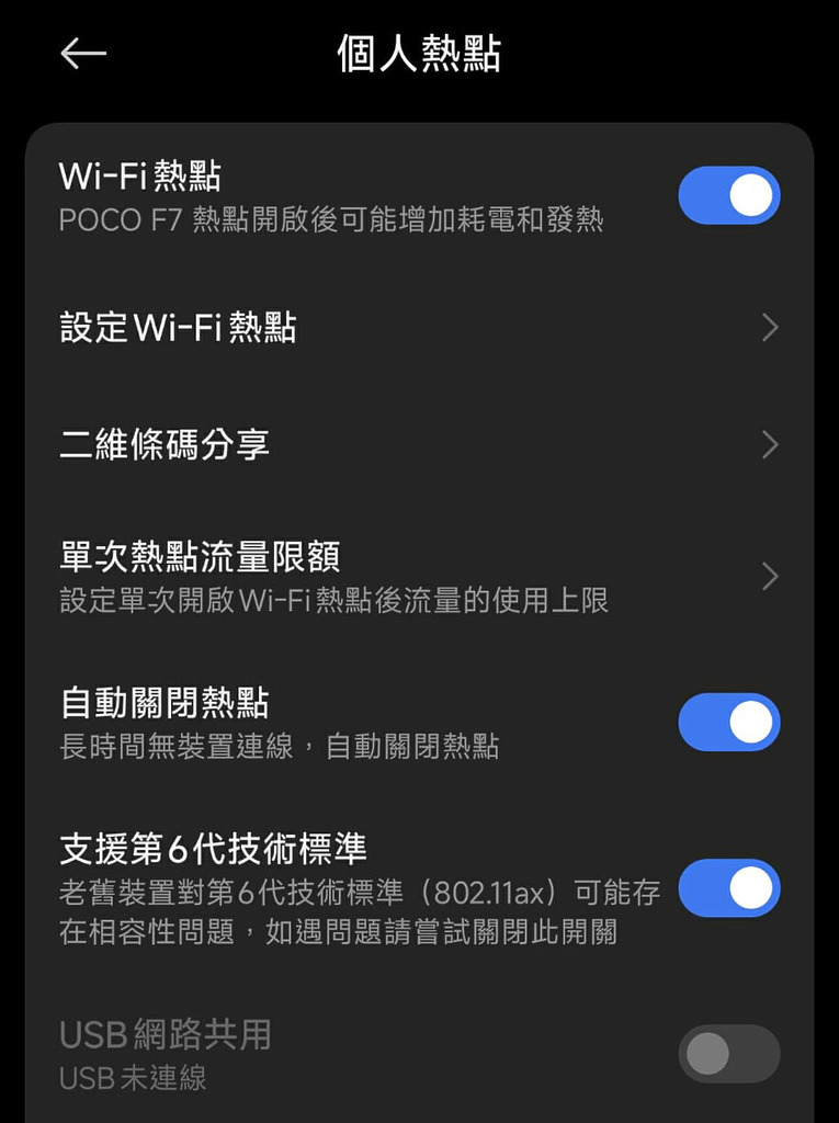 目前只有少數 Android 手機會支援以 6GHz 頻段作 Wi-Fi 熱點