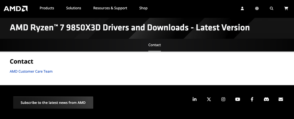 AMD 在官網增設了 Ryzen 7 9850X3D 的佔位頁面，等於證實了該 CPU 的存在。