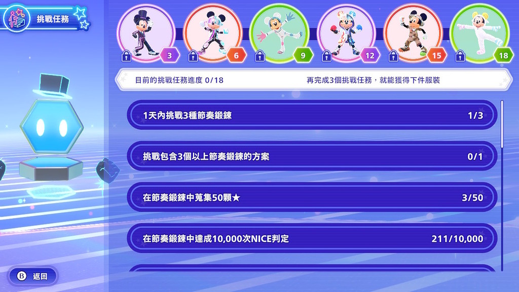 挑戰任務可以解鎖更多米奇的服裝