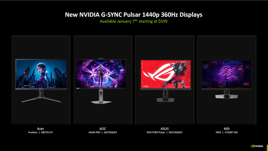支援 G-SYNC Pulsar 技術的新顯示器。