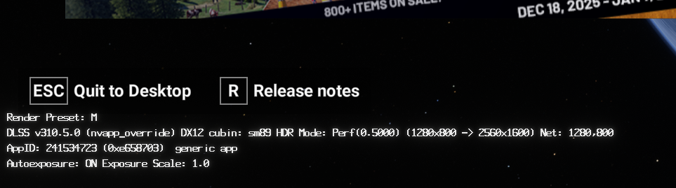 開啟 DLSS Indicator 後進入遊戲，可核實正在使用 v310.5.0。