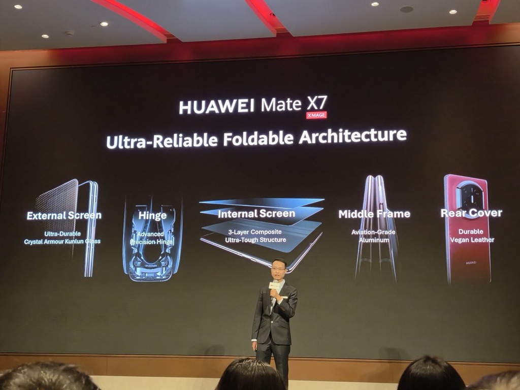 Mate X7 從鏈鉸、內外防護到屏幕防刮、防水防塵都極盡心心思。