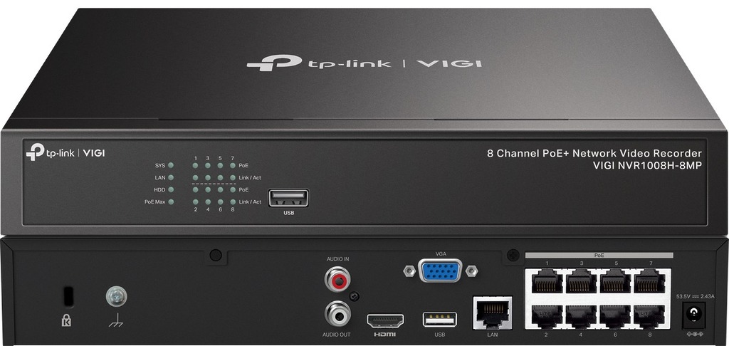 VIGI NVR1008H-8P - 8 路 PoE+ 網路監控主機