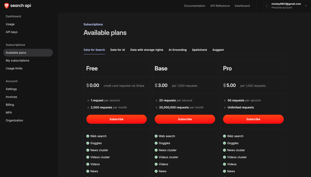 預設 Web Search 要用 Brave Search API,但實際上也可以用其他尋引擎的 API 的。總比 Free plan 都要提供信用卡資料好。