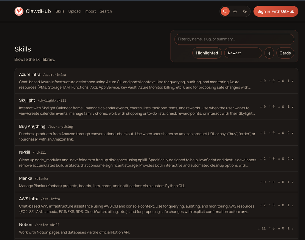 ClawdHub 上還有很多社群開發的 Skill,但不需要全都安裝。