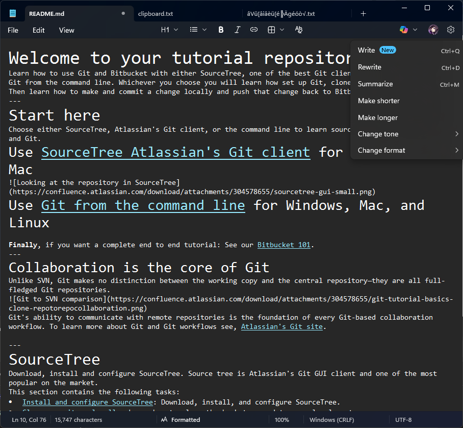 雖然近年 Microsoft 積極地更新 Notepad 的功能，令它具備編程工具的能力，不過與此同時也嵌入愈來愈多 AI 功能。