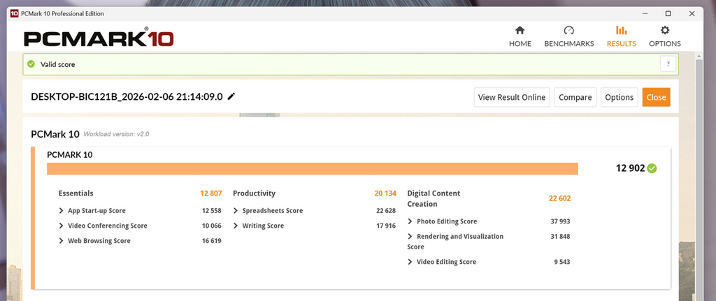 PCMark10 得分 12,902