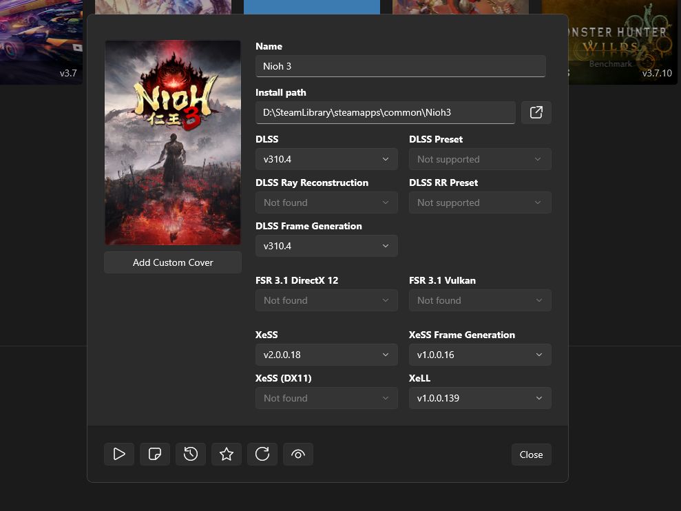 遊戲在 DLSS Swapper 內亦無法更改 FSR 版本，暫未可使用 FSR4 ML 升頻，僅支援 DLSS4。