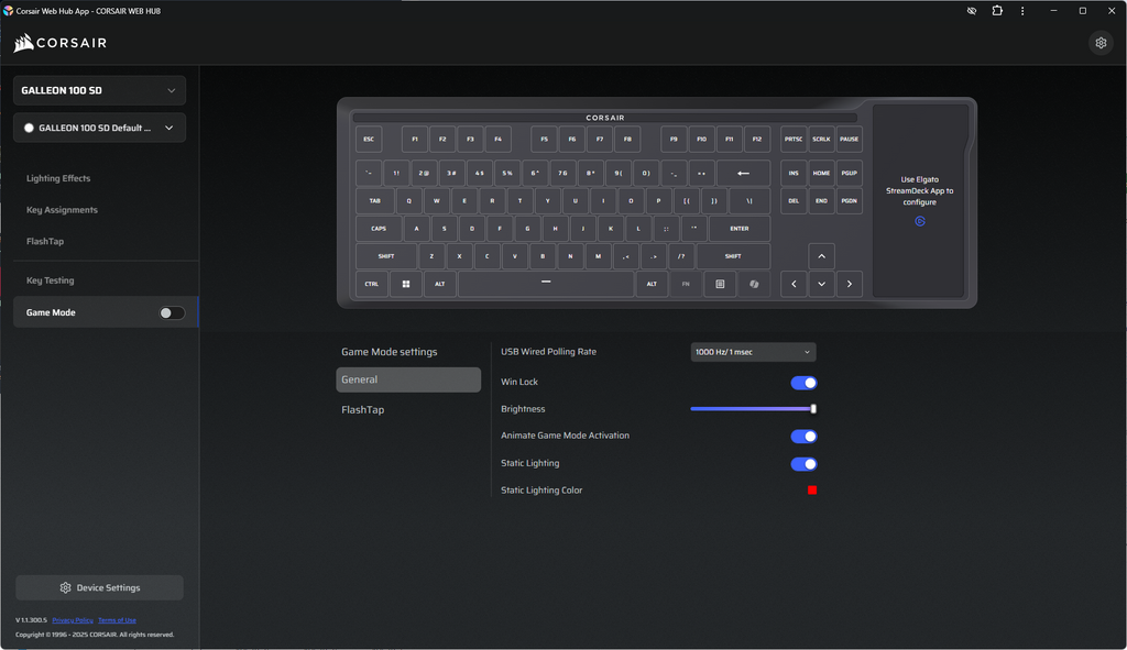 遊戲模式能鎖定 WIN 鍵、切換輪詢率、開啟 FlashTap、調整背光亮度和顏色讓玩家更集中於比賽。