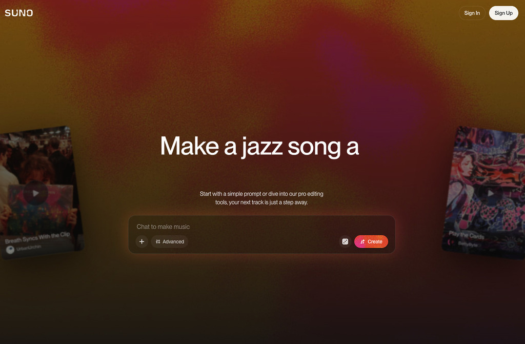 SUNO 在 AI 樂曲生成中相當有名。