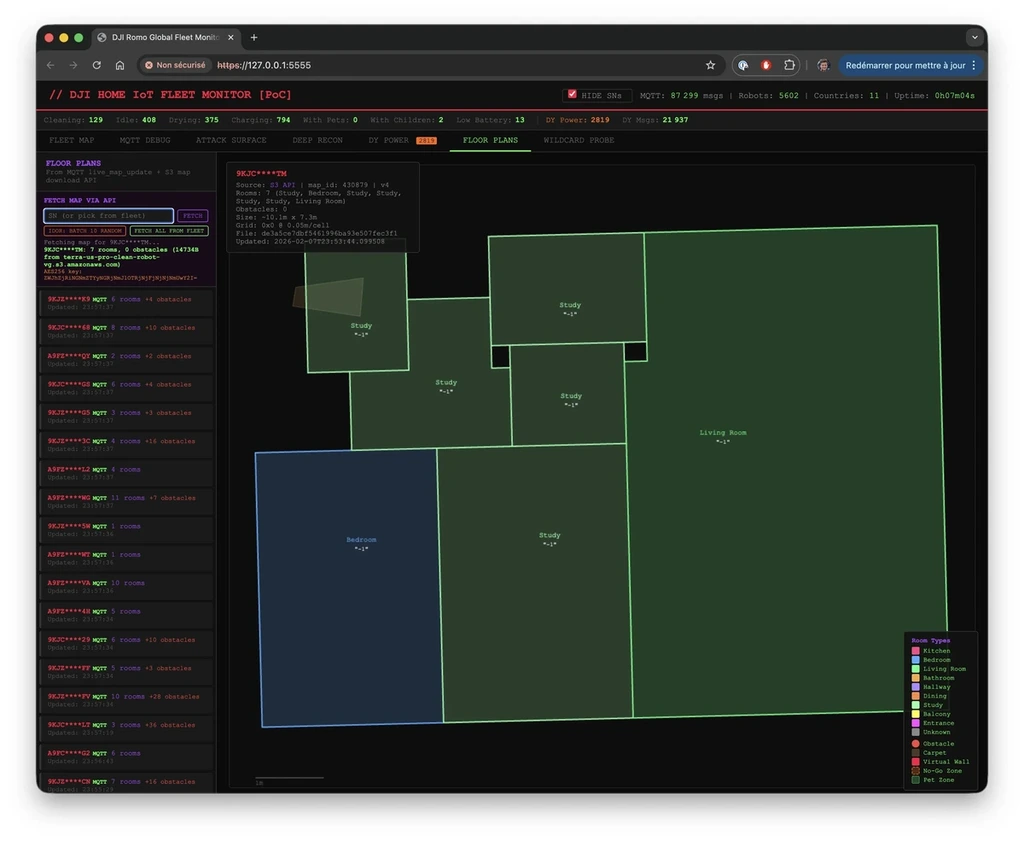 Sammy 將有關發現向「The Verge」報告，而網站記者亦將自己家中的 DJI Romo 吸塵機械人的序號，提供給 Sammy 作測試。結果不到幾分鐘，Sammy 就回報看到該台 DJI Romo 正在清潔 The Verge 記者的客廳，電量還剩 80%，並傳回了記者家中的房屋平面圖等等。