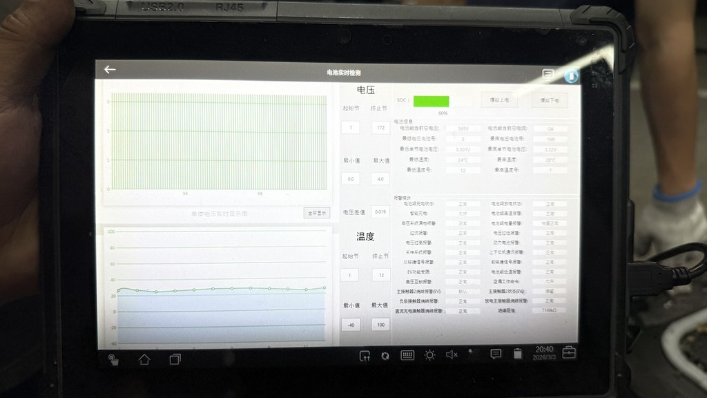 比亞迪以汽車電池檢測專用電腦測試，顯示肇事車輛電池性能正常。