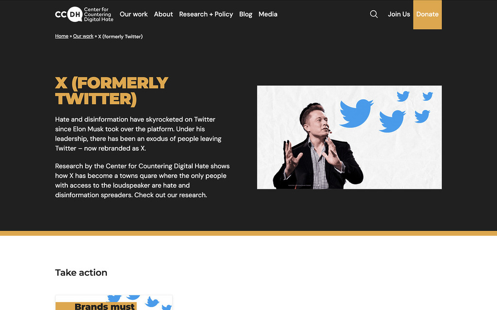 CCDH 針對 Elon Musk，網站設專頁總結研究報告。