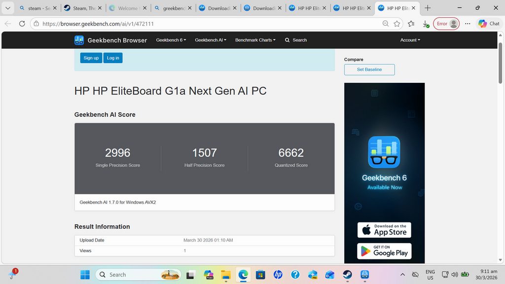 AI Geekbench 總合分數為 6662